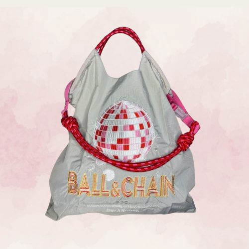 Bolso Bordado Gris Claro Bola Disco