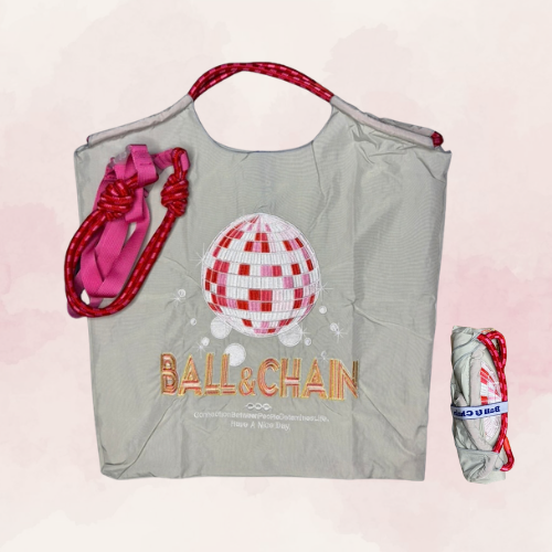 Bolso Bordado Gris Claro Bola Disco