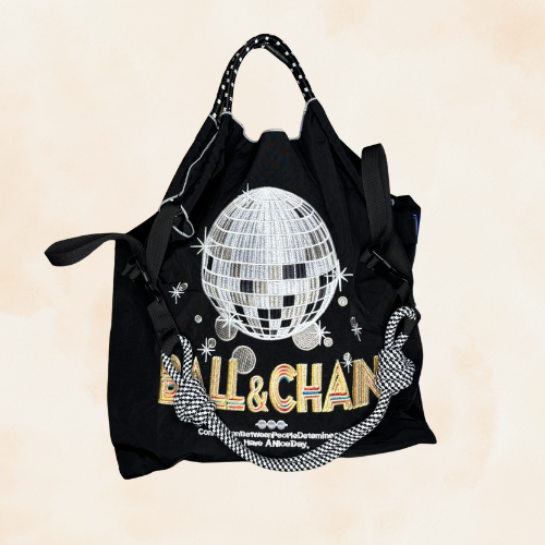 Bolso Bordado Negro Bola Disco