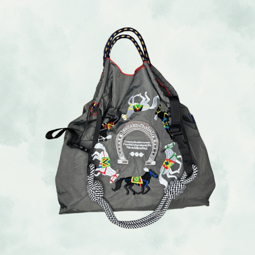 Bolso Bordado Verde Grisáceo Caballos