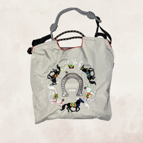 Bolso Bordado Gris Claro Caballos